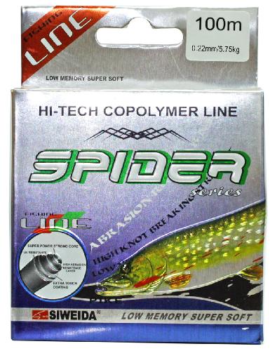 Леска  "Spider Pike" 100м 0,22 (5,75кг) зеленая